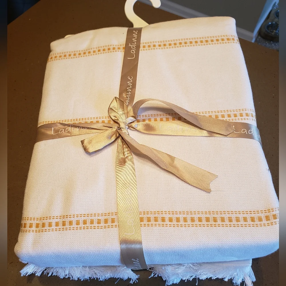 White With Dark Yellow Shower Curtain